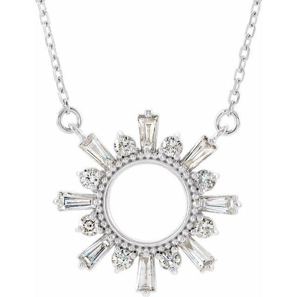 14K White Gold Diamond Sun Necklace-Necklaces-Maurice's Jewelers-WHITE GOLD-