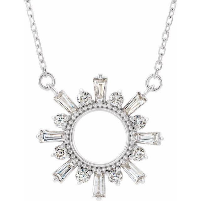 14K White Gold Diamond Sun Necklace-Necklaces-Maurice's Jewelers-WHITE GOLD-