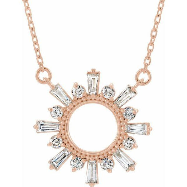 14K White Gold Diamond Sun Necklace-Necklaces-Maurice's Jewelers-ROSE GOLD-