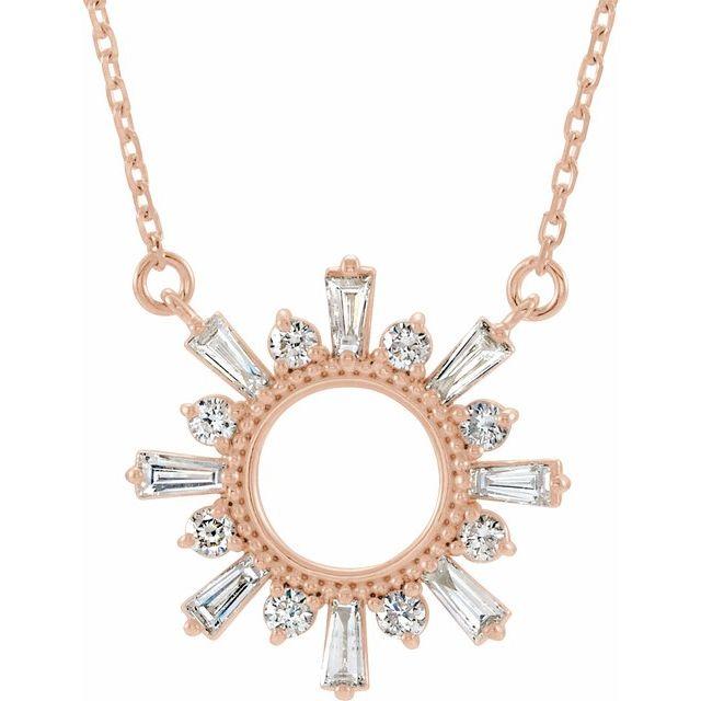 14K White Gold Diamond Sun Necklace