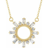 14K White Gold Diamond Sun Necklace-Necklaces-Maurice's Jewelers-YELLOW GOLD-