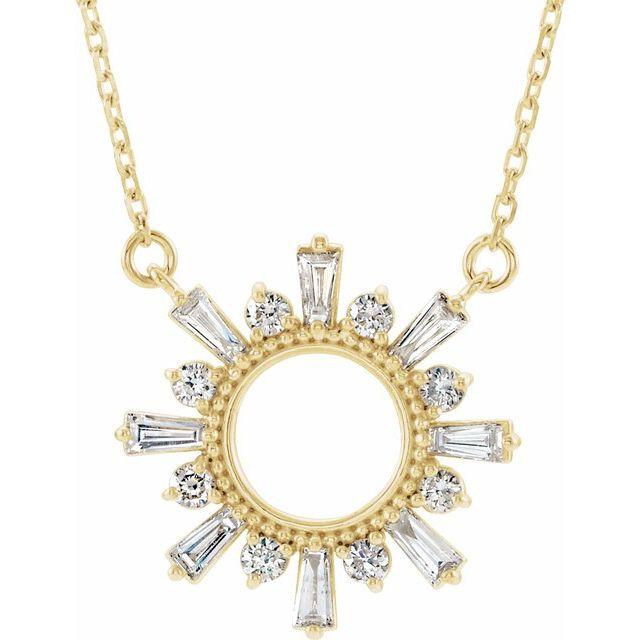 14K White Gold Diamond Sun Necklace-Necklaces-Maurice's Jewelers-YELLOW GOLD-