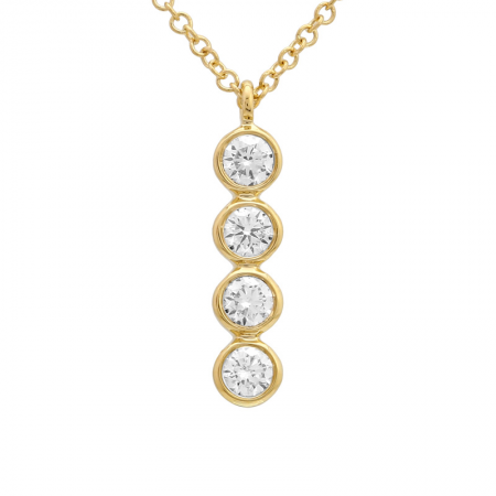 14K Yellow Gold Diamond Pendant With Chain