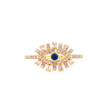 14K Yellow Gold Diamond + Sapphire Evil Eye Ring-Rings-majolie-