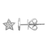 14K Yellow Gold Mini Diamond Star Earrings-EARRINGS-superbell-White Gold-