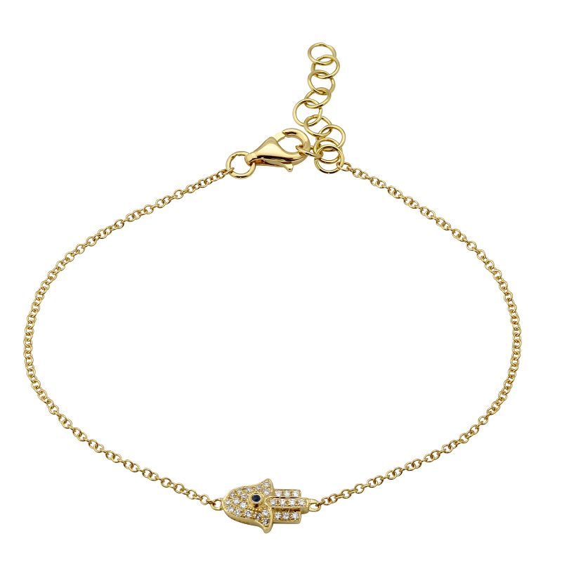 14k Yellow Gold Diamond Sapphire Hand of God Bracelet-Bracelets-Maurice's Jewelers-
