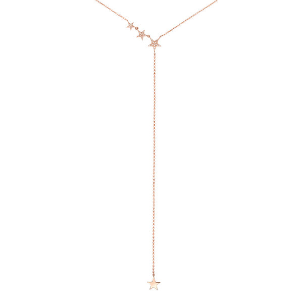 14K Rose Gold Star Lariat Necklace-Necklaces-Maurice's Jewelers-