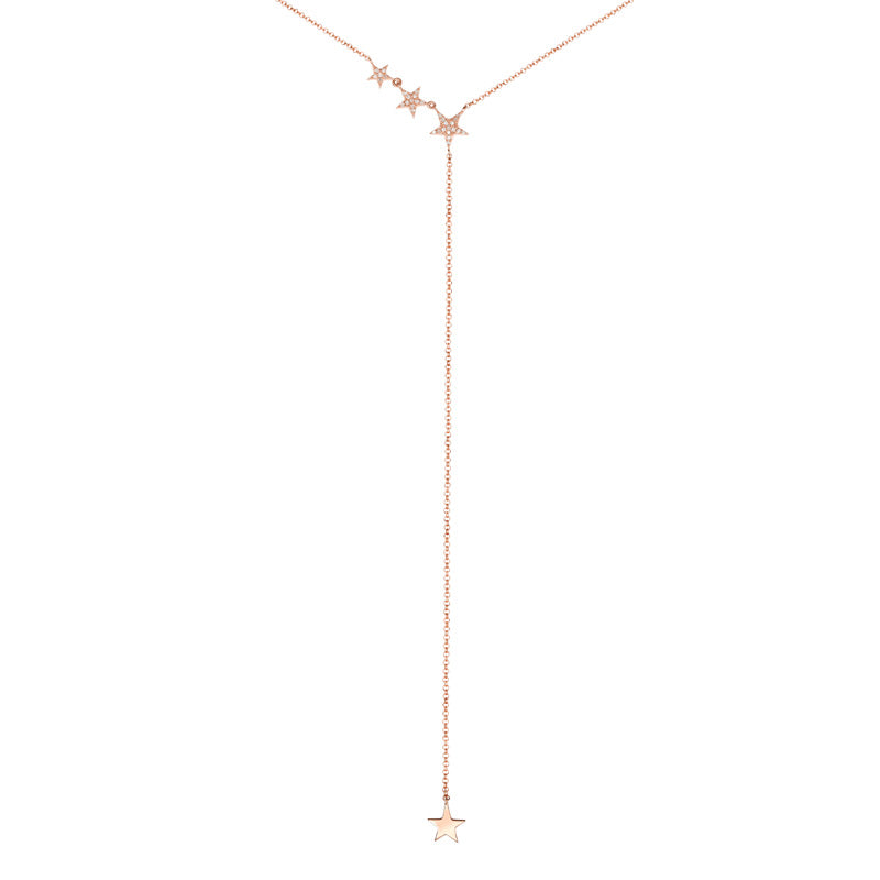 14K Rose Gold Star Lariat Necklace-Necklaces-Maurice's Jewelers-