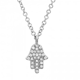14K Rose Gold Diamond Petite Hand of God- Hamsa Pendant  & Chain