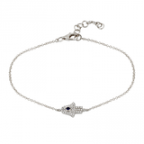 14K Rose Gold Diamond + Sapphire Hamsa Bracelet-Bracelets-Maurice's Jewelers-White Gold-