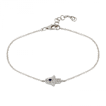 14K Rose Gold Diamond + Sapphire Hamsa Bracelet