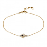 14K Rose Gold Diamond + Sapphire Hamsa Bracelet-Bracelets-Maurice's Jewelers-Yellow Gold-