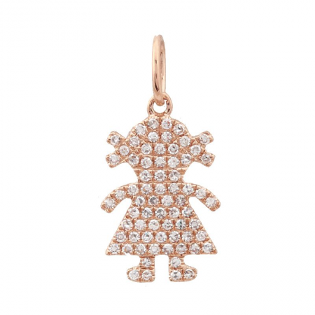 14K Gold Diamond Pave Girl Charm/ Pendant-Charms & Pendants-Maurice's Jewelers-ROSE GOLD-