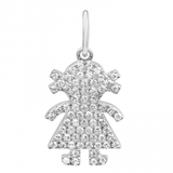 14K Gold Diamond Pave Girl Charm/ Pendant-Charms & Pendants-Maurice's Jewelers-WHITE GOLD-