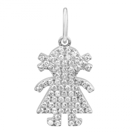 14K Gold Diamond Pave Girl Charm/ Pendant-Charms & Pendants-Maurice's Jewelers-WHITE GOLD-