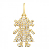 14K Gold Diamond Pave Girl Charm/ Pendant