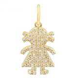 14K Gold Diamond Pave Girl Charm/ Pendant-Charms & Pendants-Maurice's Jewelers-YELLOW GOLD-