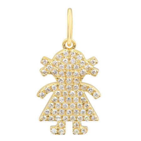 14K Gold Diamond Pave Girl Charm/ Pendant-Charms & Pendants-Maurice's Jewelers-YELLOW GOLD-