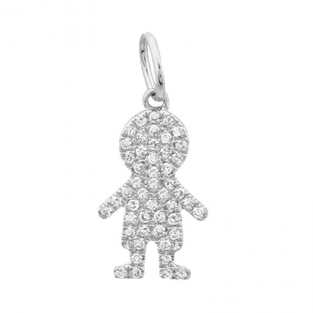 14K WHITE GOLD DIAMOND PAVE BOY PENDANT-Charms & Pendants-Maurice's Jewelers-WHITE GOLD-