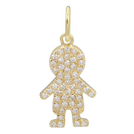 14K ROSE GOLD DIAMOND PAVE BOY PENDANT-Charms & Pendants-Maurice's Jewelers-YELLOW GOLD-