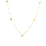 14K Yellow Gold Diamond Pave Heart Station Necklace-Necklaces-Maurice's Jewelers-Yellow Gold-