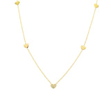 14K White Gold Diamond Pave Heart Station Necklace