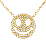 14K Yellow Gold Diamond Happy Face Pendant-Necklaces-superbell-