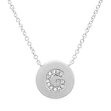 14K White Gold Diamond Initial Disc Necklace-Necklaces-Maurice's Jewelers-G-
