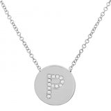 14K White Gold Diamond Initial Disc Necklace-Necklaces-Maurice's Jewelers-P-