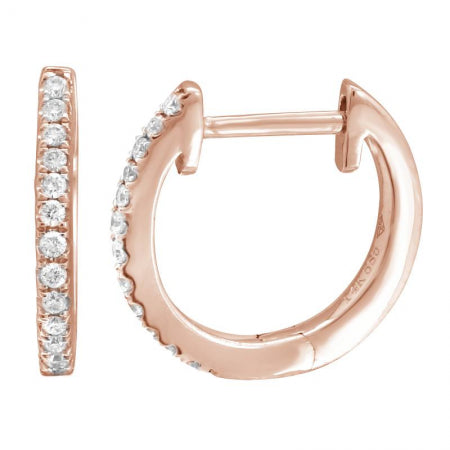14K White Gold 13mm Diamond Hoop Earrings-EARRINGS-Maurice's Jewelers-Rose Gold-