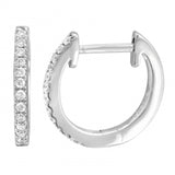 14K White Gold 13mm Diamond Hoop Earrings