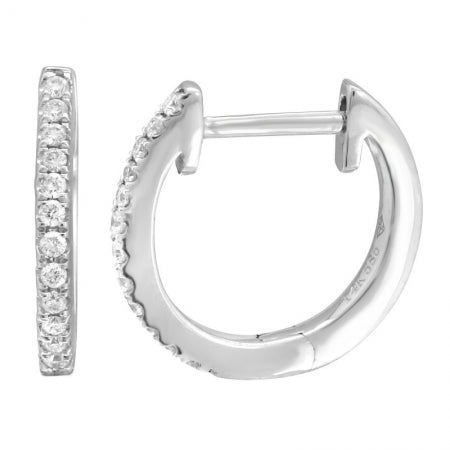 14K White Gold 13mm Diamond Hoop Earrings-EARRINGS-Maurice's Jewelers-White Gold-