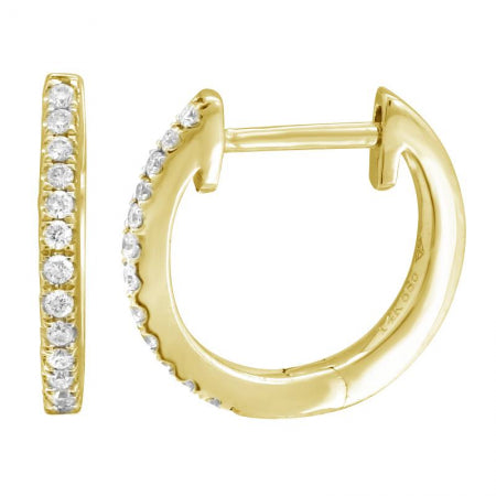 14K White Gold 13mm Diamond Hoop Earrings-EARRINGS-Maurice's Jewelers-Yellow Gold-