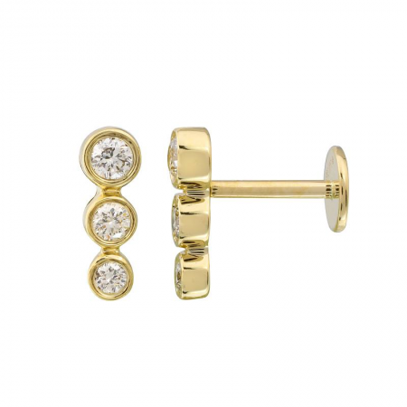 14K Yellow Gold Bezel Set Diamond Bar Flat Back Earrings-EARRINGS-Maurice's Jewelers-