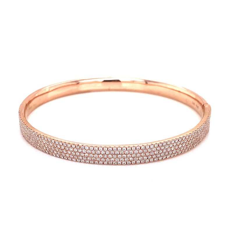 14K Rose Gold Diamond 5 Row Hinged Bangle-Bangles-first image design corp-