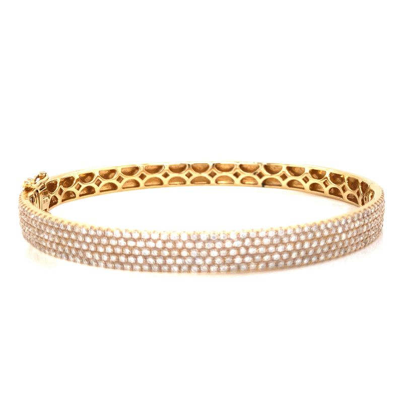 18K Yellow Gold Diamond 5 Row Diamond Hinged Bangle-Bangles-first image design corp-