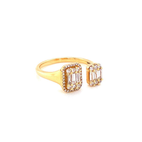 14K Yellow Gold Round + Baguette Cuff Ring-Rings-majolie-