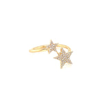 14K Yellow Gold Diamond Double Star Wrap Ring-Rings-majolie-