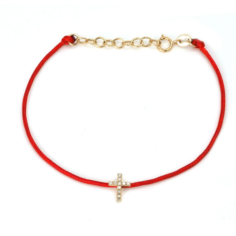 14k Yellow Gold Cross Cord Bracelet-Bracelets-Maurice's Jewelers-