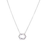 14K Rose Gold Diamond + White Topaz Hexagon Necklace-Necklaces-Maurice's Jewelers-WHITE GOLD-