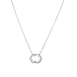 14K Rose Gold Diamond + White Topaz Hexagon Necklace