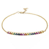 14K Yellow Gold Colored Stone Curved Bar Bracelet-Bracelets-lau international-