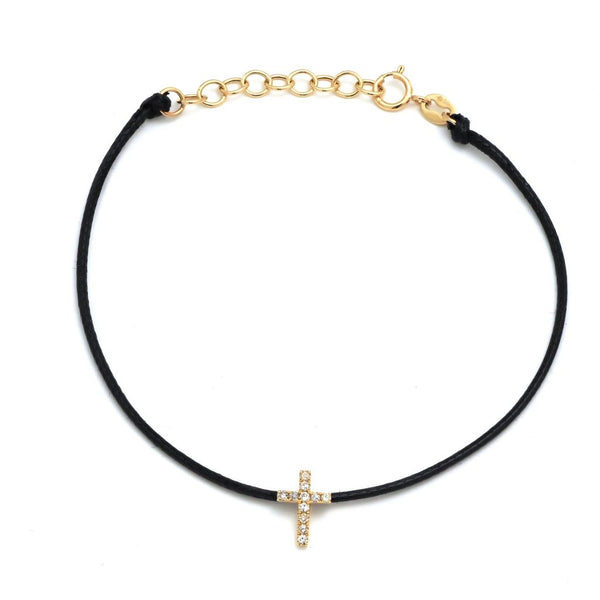 14k Yellow Gold Cross Cord Bracelet