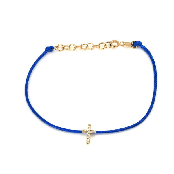 14k Yellow Gold Cross Cord Bracelet-Bracelets-Maurice's Jewelers-