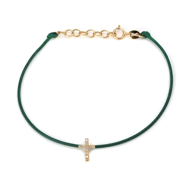 14k Yellow Gold Cross Cord Bracelet-Bracelets-Maurice's Jewelers-