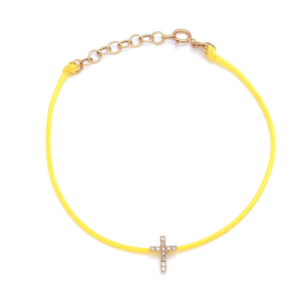 14k Yellow Gold Cross Cord Bracelet