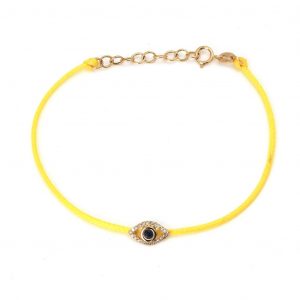 14k Yellow Gold Sapphire and Diamond Evil Eye Bracelet