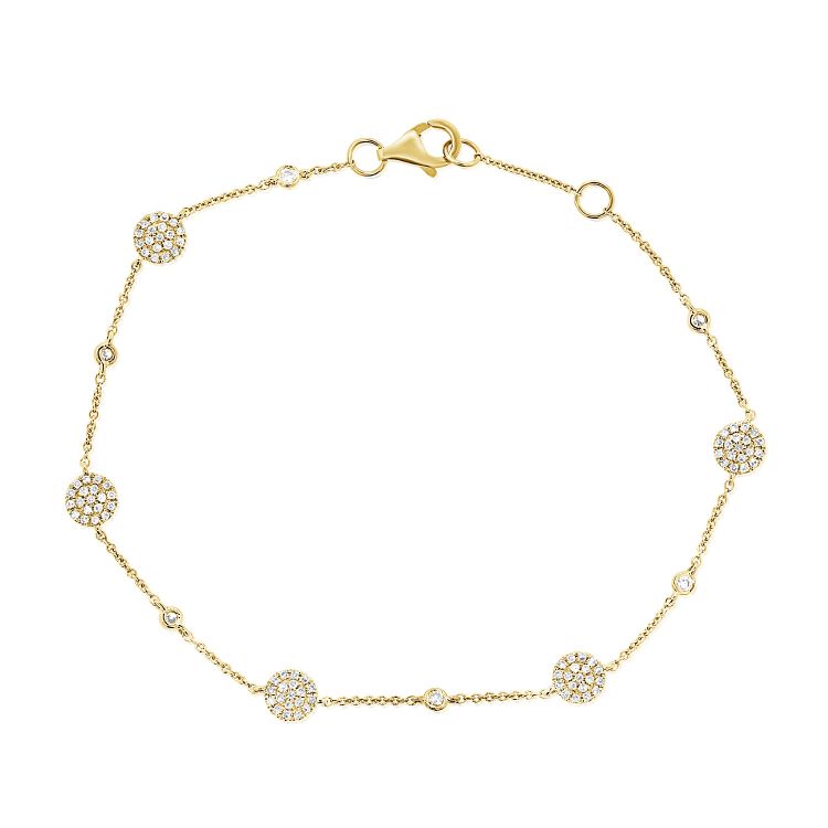 14K Yellow Gold Diamond Disc Bezel Station Bracelet-Bracelets-Maurice's Jewelers-