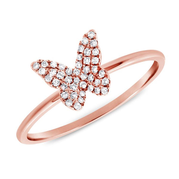 14k Rose Gold Diamond Butterfly Ring