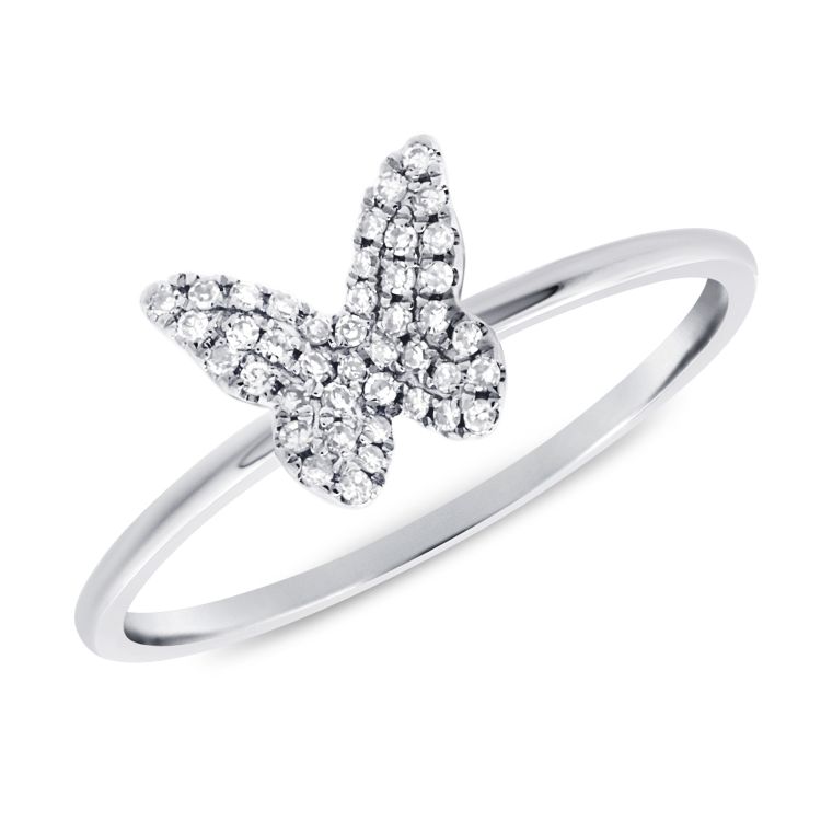 14k Yellow Gold Diamond Butterfly Ring-Maurice's Jewelers-White Gold-